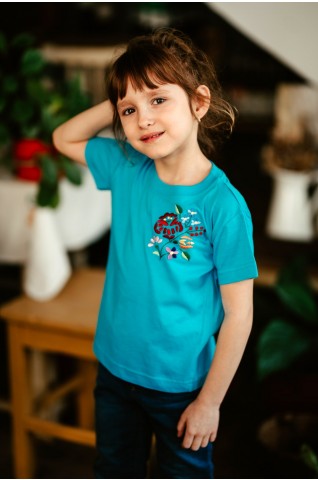 Dievčenské tričko s farebnou výšivkou - DT005