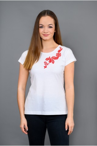 Dámske tričko s červenou výšivkou T013
